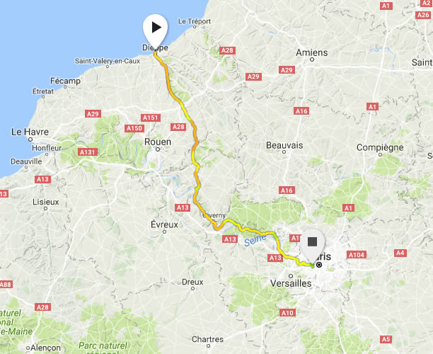 London to Paris in 24hrs L2P24 - route map day 2